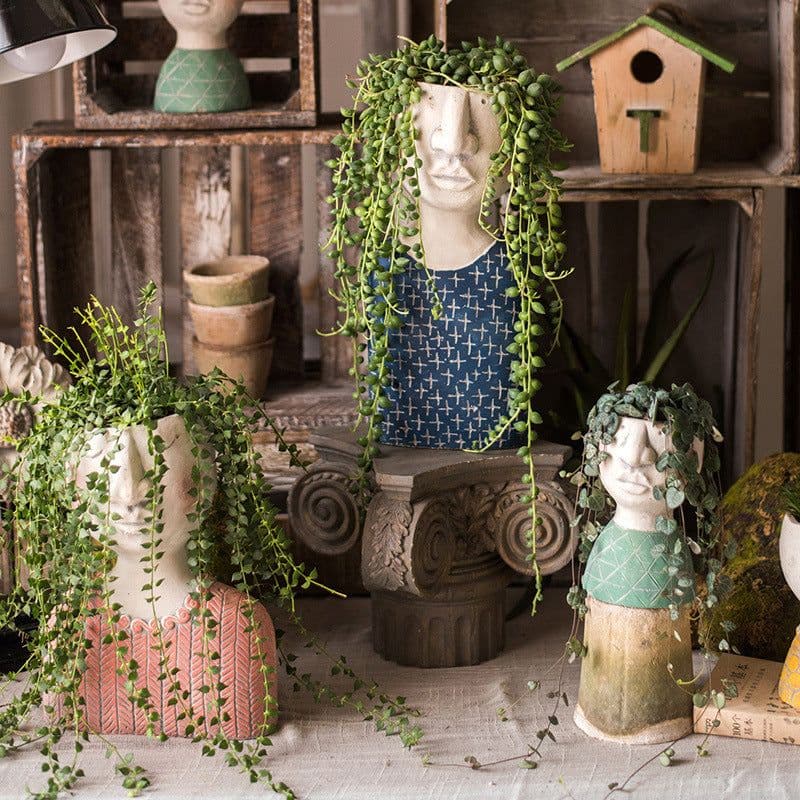 image-Greek Statue Pot Goddess Flower Pots Head Retro Venus Vase