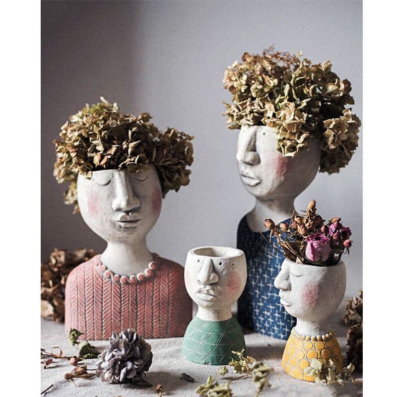 image-Greek Statue Pot Goddess Flower Pots Head Retro Venus Vase