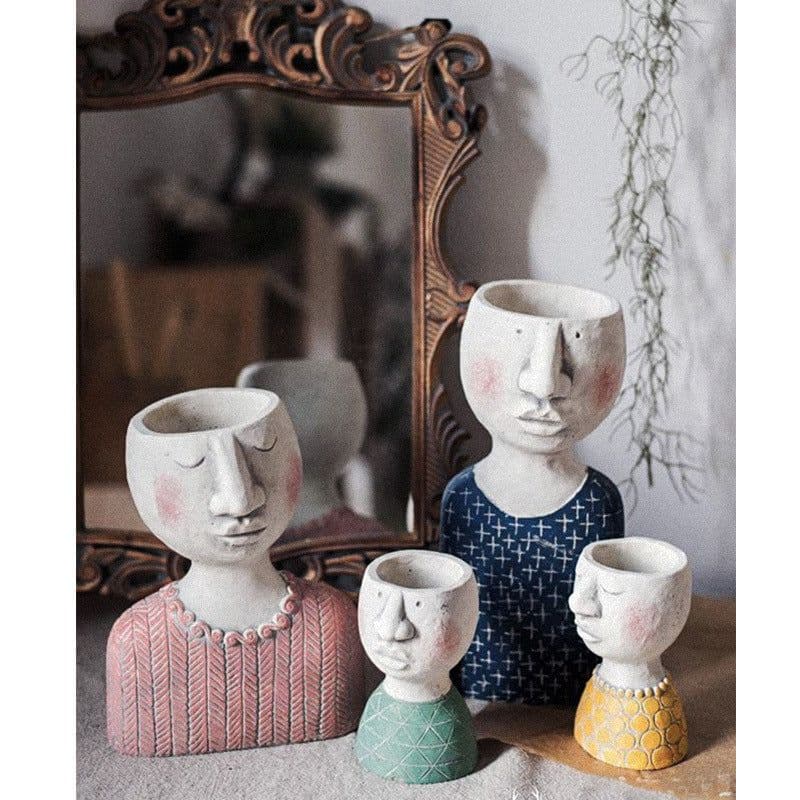 image-Greek Statue Pot Goddess Flower Pots Head Retro Venus Vase