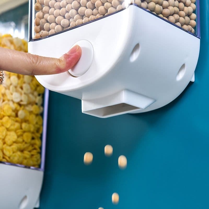 image-Kitchen Food Storage Easy Press Container Cereal Dispenser Wall Mounted Food Storage Box