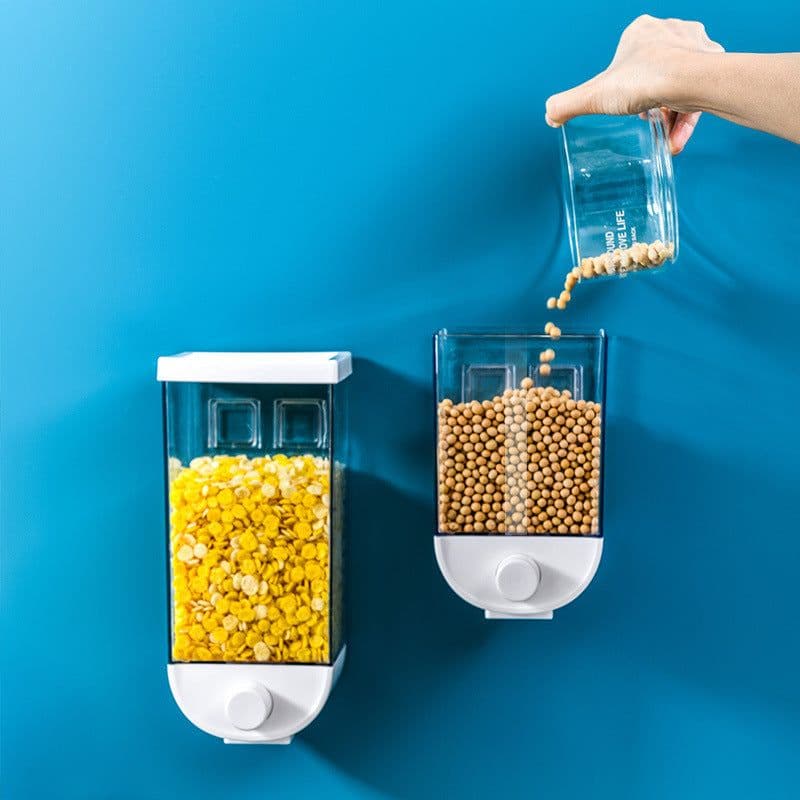 image-Kitchen Food Storage Easy Press Container Cereal Dispenser Wall Mounted Food Storage Box