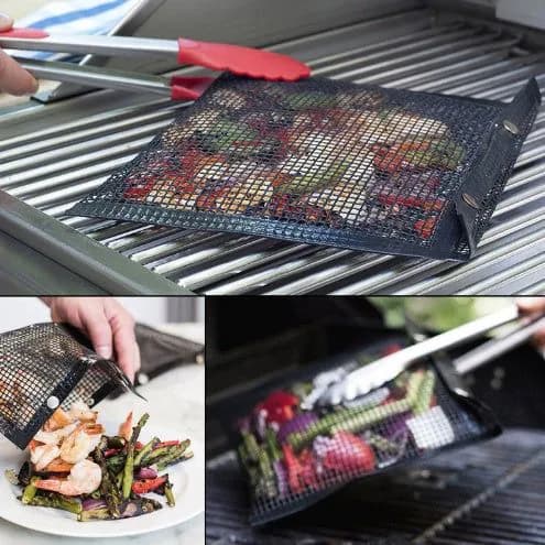 image-Reusable BBQ Grill Mesh Bag Non-stick Barbecue Baking Isolation Pad Outdoor Picnic Camping BBQ Kitchen Tools