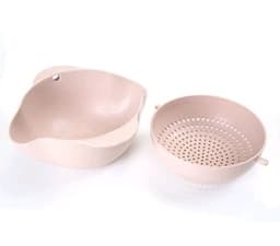 image-Kitchen Laundry Organizer Thickening Home Kitchen Plastic Rice Friut Bowl Washing Rice Sieve Basin Washing Basket