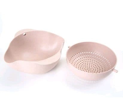 image-Kitchen Laundry Organizer Thickening Home Kitchen Plastic Rice Friut Bowl Washing Rice Sieve Basin Washing Basket