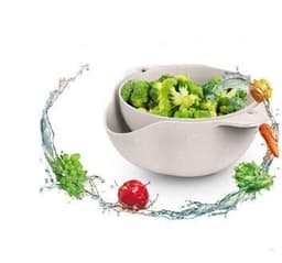 image-Kitchen Laundry Organizer Thickening Home Kitchen Plastic Rice Friut Bowl Washing Rice Sieve Basin Washing Basket