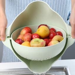 image-Kitchen Laundry Organizer Thickening Home Kitchen Plastic Rice Friut Bowl Washing Rice Sieve Basin Washing Basket