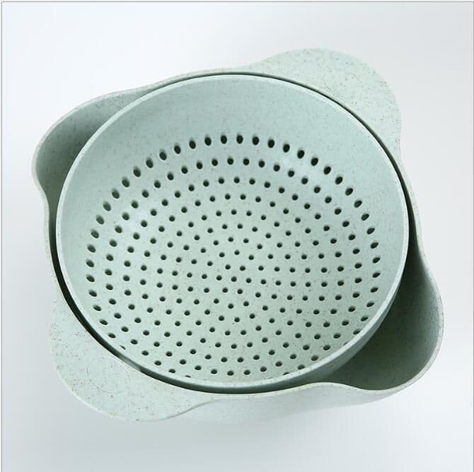 image-Kitchen Laundry Organizer Thickening Home Kitchen Plastic Rice Friut Bowl Washing Rice Sieve Basin Washing Basket