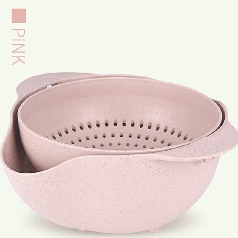 image-Kitchen Laundry Organizer Thickening Home Kitchen Plastic Rice Friut Bowl Washing Rice Sieve Basin Washing Basket