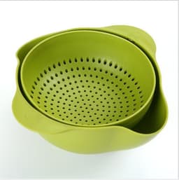 image-Kitchen Laundry Organizer Thickening Home Kitchen Plastic Rice Friut Bowl Washing Rice Sieve Basin Washing Basket