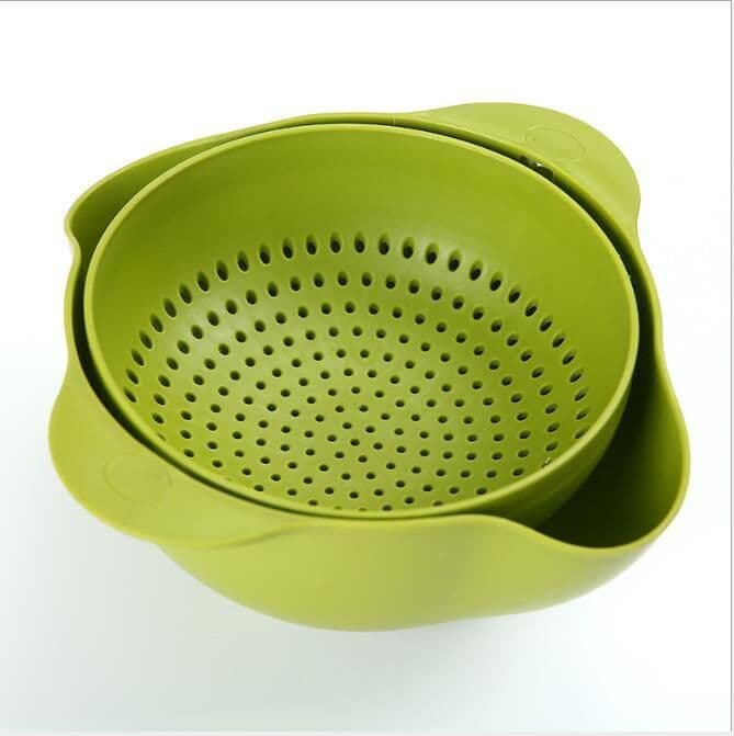 image-Kitchen Laundry Organizer Thickening Home Kitchen Plastic Rice Friut Bowl Washing Rice Sieve Basin Washing Basket