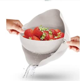 image-Kitchen Laundry Organizer Thickening Home Kitchen Plastic Rice Friut Bowl Washing Rice Sieve Basin Washing Basket