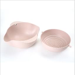 image-Kitchen Laundry Organizer Thickening Home Kitchen Plastic Rice Friut Bowl Washing Rice Sieve Basin Washing Basket