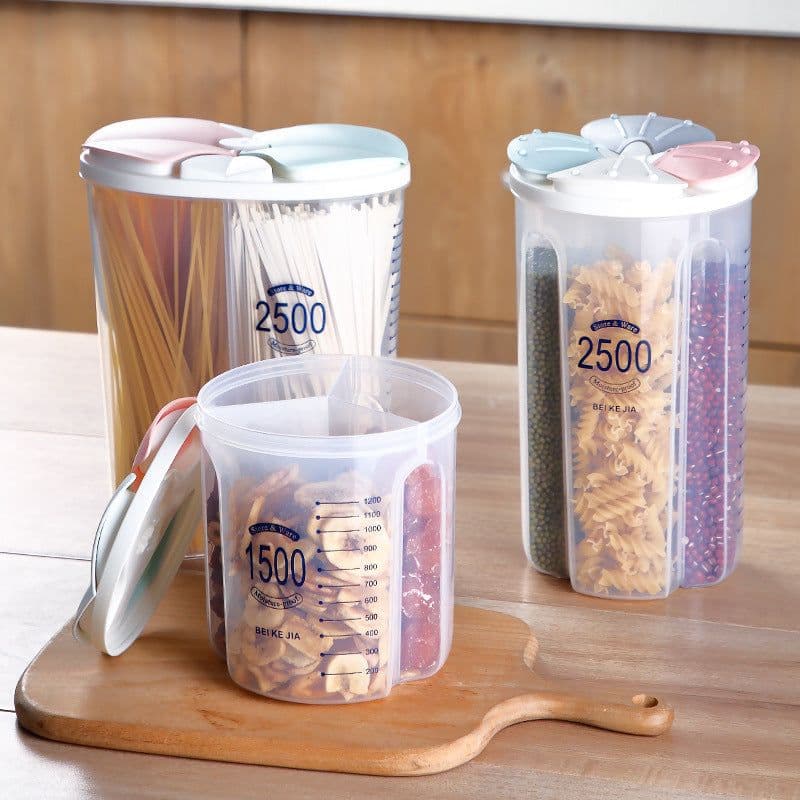 image-Healthy Containers Cereal Grain Dry Food Storage Tank Transparent Cover Plastic Case