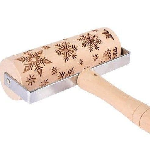 image-Push-Style Christmas Embossing Rolling Pin Printed Cookie Dough Stick Fondant Tool Baking Noodle Cake Dough Engraved Roller Q40