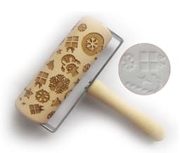 image-Push-Style Christmas Embossing Rolling Pin Printed Cookie Dough Stick Fondant Tool Baking Noodle Cake Dough Engraved Roller Q40