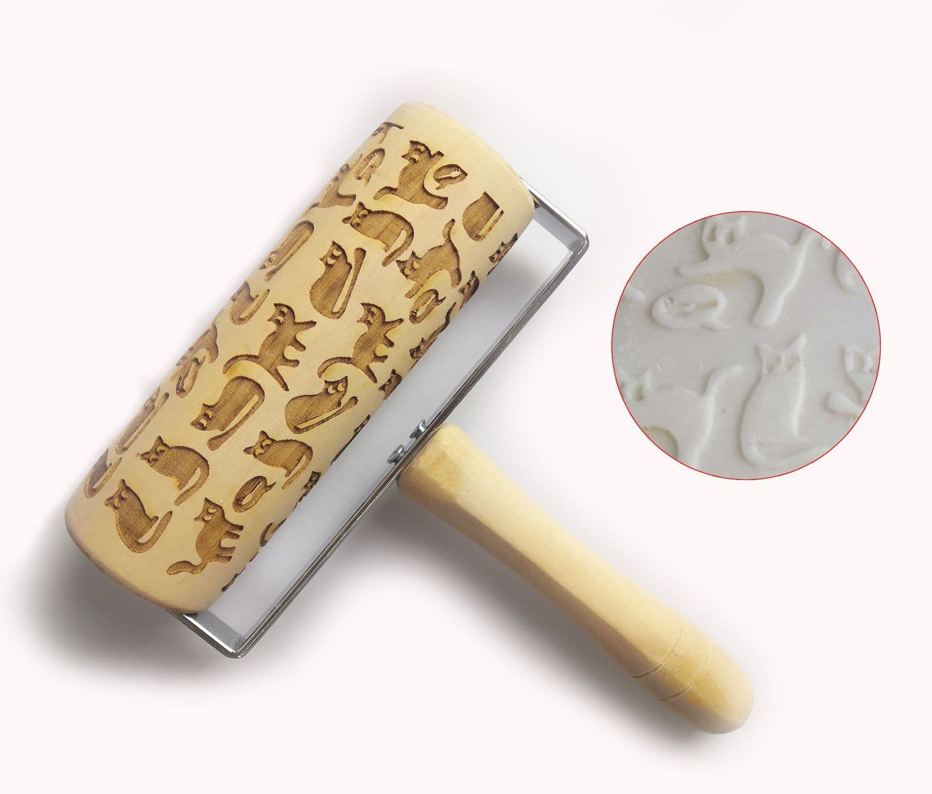 image-Push-Style Christmas Embossing Rolling Pin Printed Cookie Dough Stick Fondant Tool Baking Noodle Cake Dough Engraved Roller Q40