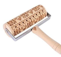 image-Push-Style Christmas Embossing Rolling Pin Printed Cookie Dough Stick Fondant Tool Baking Noodle Cake Dough Engraved Roller Q40