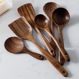 image-Thailand Teak Natural Wood Tableware Spoon Ladle Turner Long Rice Colander Soup Skimmer Cooking Spoons Scoop Kitchen Tool Set