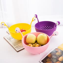 image-Big Eyes Plastic Fruit Basket Multifunction Vegetable Drain Basket