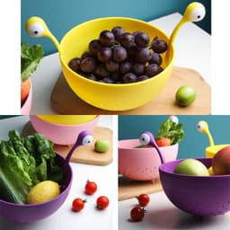 image-Big Eyes Plastic Fruit Basket Multifunction Vegetable Drain Basket