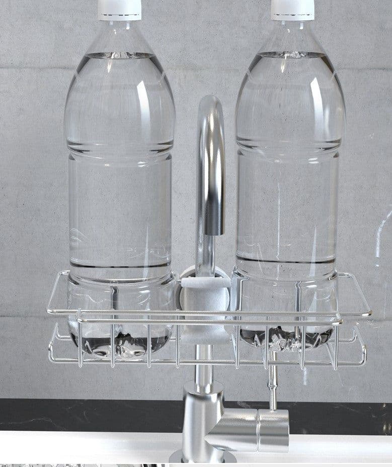 image-Stainless Steel Sink Storage Rack Kitchen Bathroom Adjustable Faucet Soap Dish Drainer Shelf Kitchen Organizer