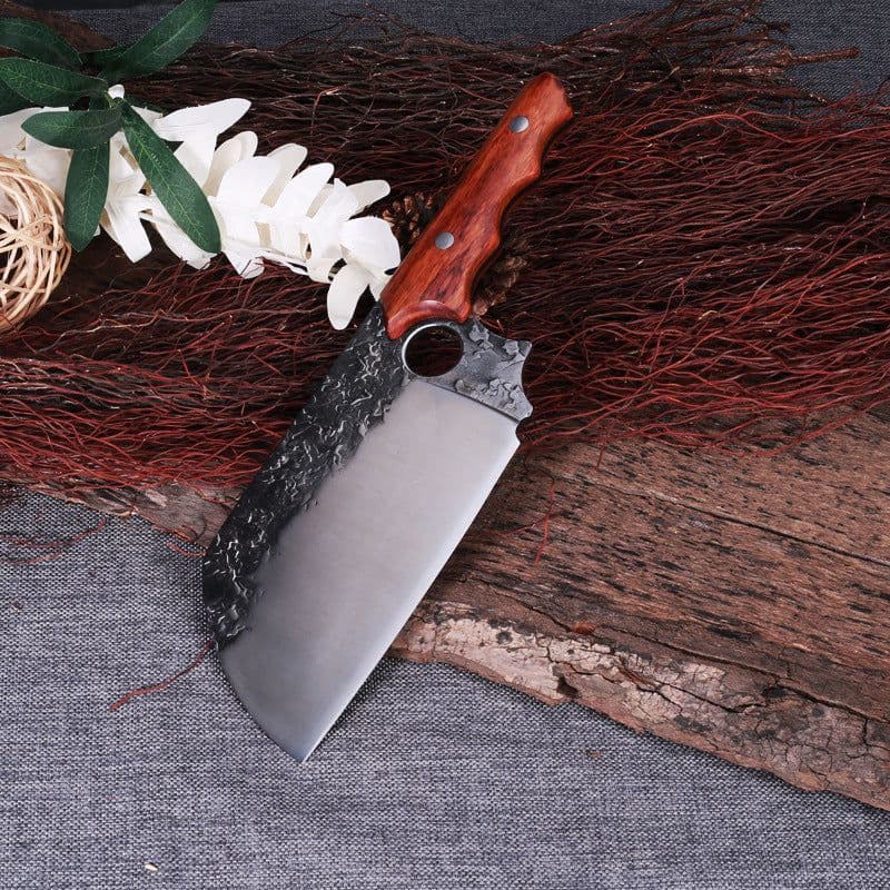 image-Forged Large Thick Ring Small Kitchen Knife Butcher Knife Slicing Knife