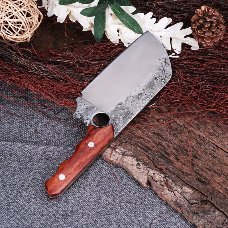 image-Forged Large Thick Ring Small Kitchen Knife Butcher Knife Slicing Knife