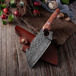 image-Forged Large Thick Ring Small Kitchen Knife Butcher Knife Slicing Knife