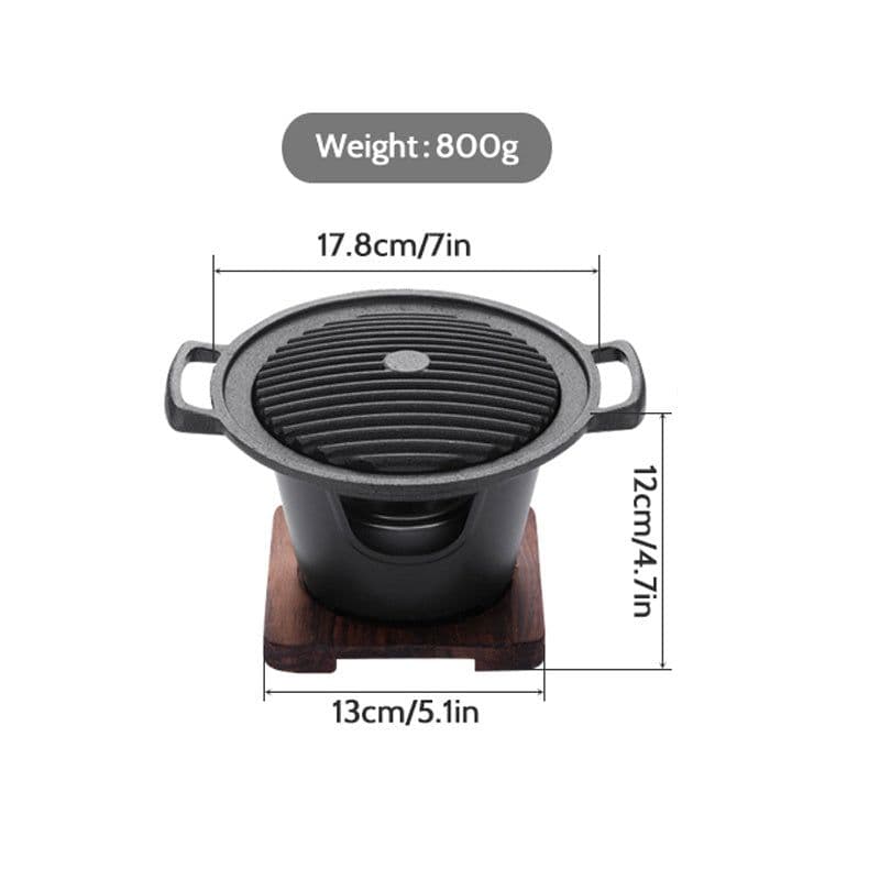 image-Mini BBQ Grill Alcohol Stove Home Smokeless Barbecue Grill Outdoor BBQ Plate Roasting Meat Tools