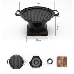 image-Mini BBQ Grill Alcohol Stove Home Smokeless Barbecue Grill Outdoor BBQ Plate Roasting Meat Tools