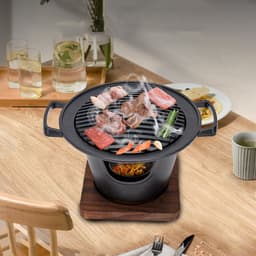 image-Mini BBQ Grill Alcohol Stove Home Smokeless Barbecue Grill Outdoor BBQ Plate Roasting Meat Tools