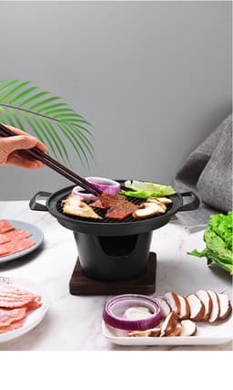 image-Mini BBQ Grill Alcohol Stove Home Smokeless Barbecue Grill Outdoor BBQ Plate Roasting Meat Tools