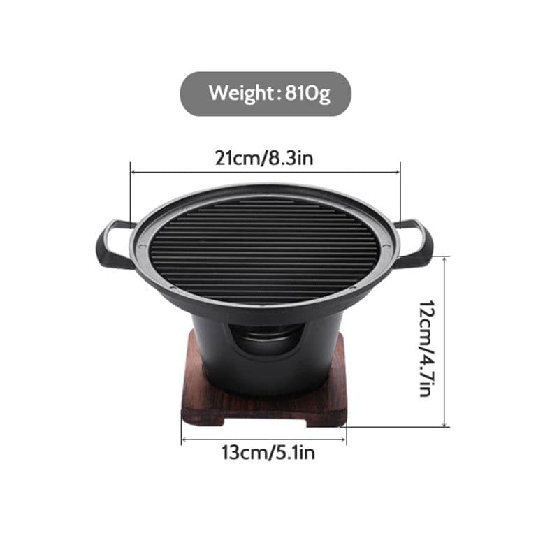 image-Mini BBQ Grill Alcohol Stove Home Smokeless Barbecue Grill Outdoor BBQ Plate Roasting Meat Tools