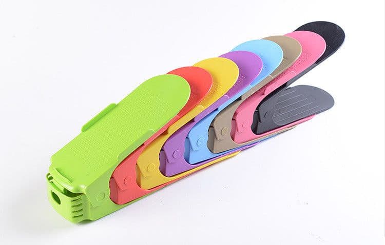 image-Adjustable Double Stand Shoe Support Lock Closet Cabinet Storage Rack