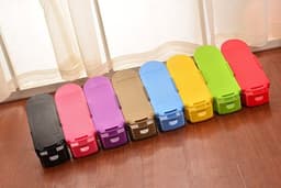 image-Adjustable Double Stand Shoe Support Lock Closet Cabinet Storage Rack
