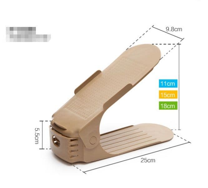 image-Adjustable Double Stand Shoe Support Lock Closet Cabinet Storage Rack