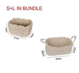 image-Nordic Wind Hand-woven Thick Cotton Rope Storage Box Simple Storage Basket