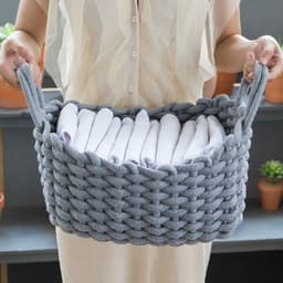 image-Nordic Wind Hand-woven Thick Cotton Rope Storage Box Simple Storage Basket