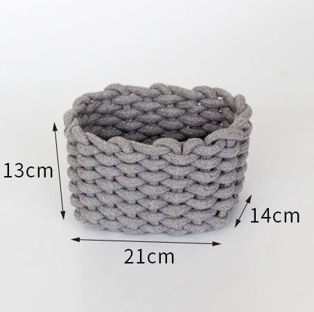 image-Nordic Wind Hand-woven Thick Cotton Rope Storage Box Simple Storage Basket