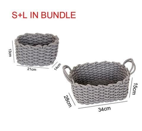 image-Nordic Wind Hand-woven Thick Cotton Rope Storage Box Simple Storage Basket