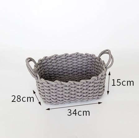 image-Nordic Wind Hand-woven Thick Cotton Rope Storage Box Simple Storage Basket