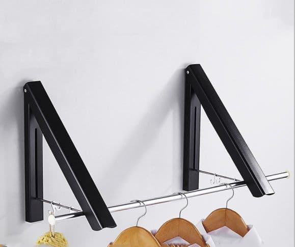 image-Punch-free Space Aluminum Foldable Invisible Folding Retractable Wall Hanger for Waterproof Hanging Underwear Coat Hanger