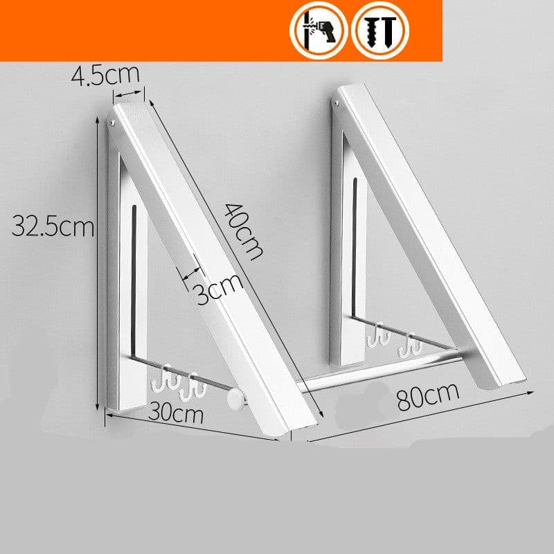 image-Punch-free Space Aluminum Foldable Invisible Folding Retractable Wall Hanger for Waterproof Hanging Underwear Coat Hanger