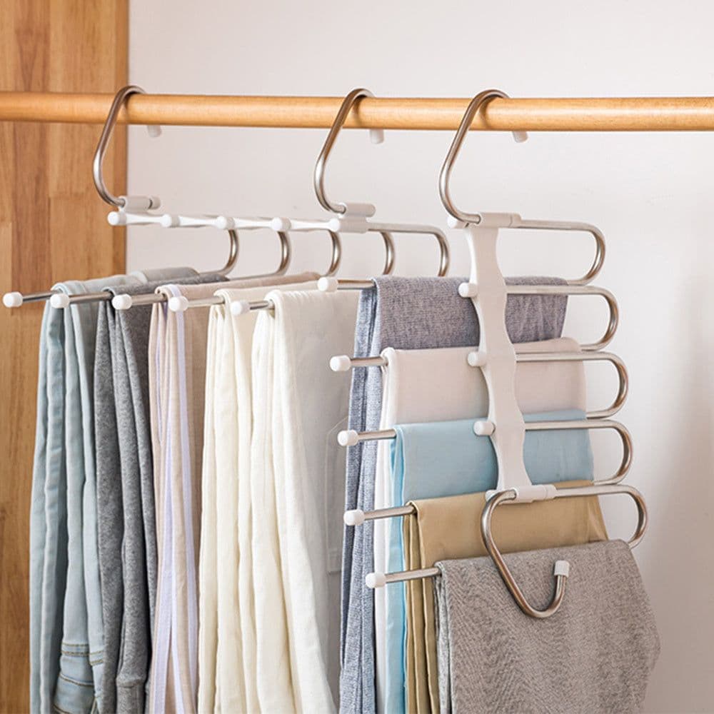 image-5 In 1 Wardrobe Hanger Multi-functional Clothes Hangers Pants Stainless Steel Magic Wardrobe Clothing Hangers For Clothes Rack