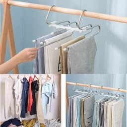 image-5 In 1 Wardrobe Hanger Multi-functional Clothes Hangers Pants Stainless Steel Magic Wardrobe Clothing Hangers For Clothes Rack
