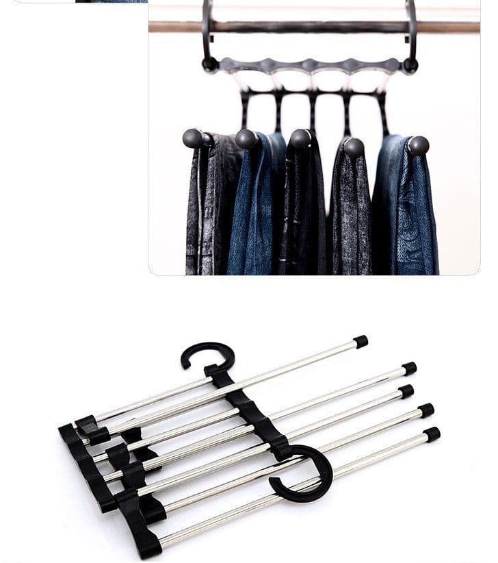 image-5 In 1 Wardrobe Hanger Multi-functional Clothes Hangers Pants Stainless Steel Magic Wardrobe Clothing Hangers For Clothes Rack
