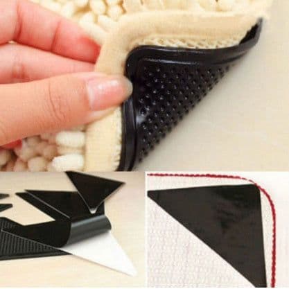 image-Rug Grippers Washing Reuse Anti-Slip Curling Rug Grippers Keeps Your Rug In Place Makes Corners Flat Anti Slip Rug Grippers
