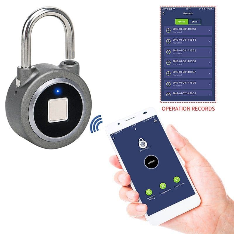 image-Smart lock fingerprint padlock mobile phone APP control Bluetooth unlocking luggage fingerprint lock trolley case fingerprint lock
