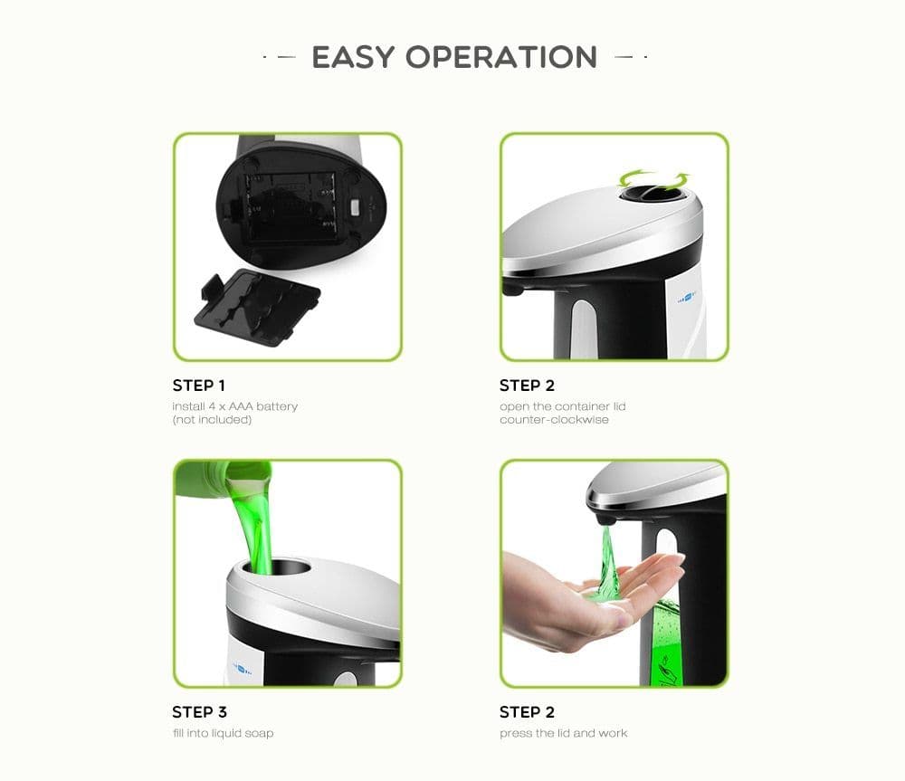 image-Automatic Liquid Soap Dispenser Smart Sensor Touchless 400Ml