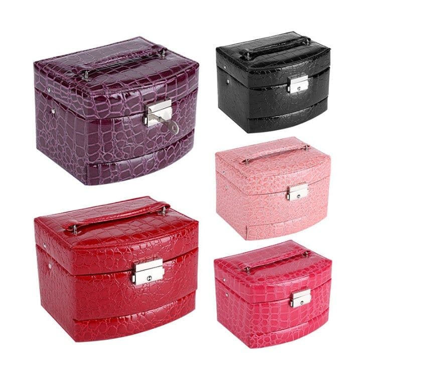 image-3 Layers Jewelry Boxes And Packaging Leather Makeup Organizer Storage Box Container Case Gift Box Women Cosmetic Casket
